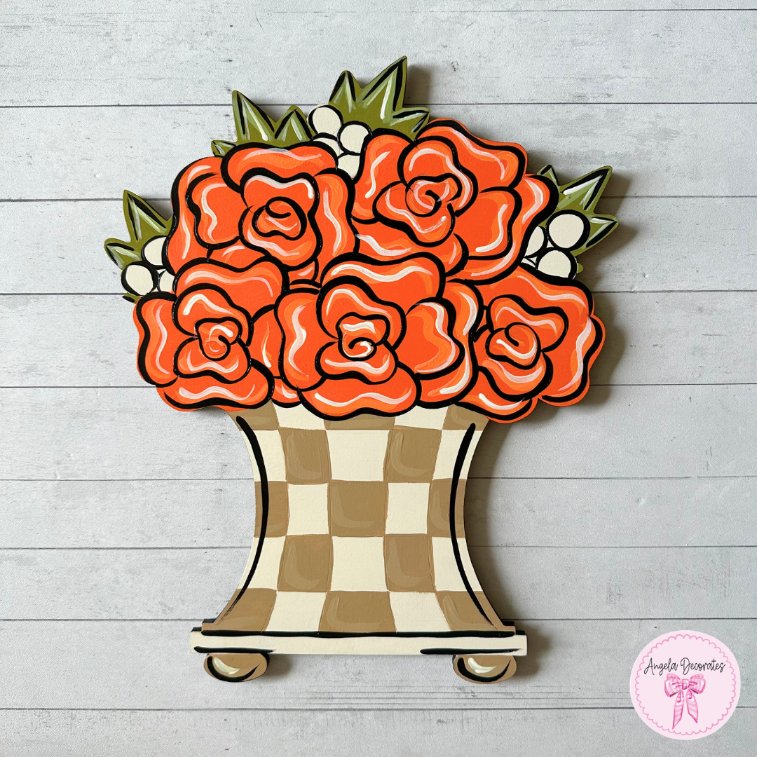 Autumn Bouquet in Checked Vase Attachment