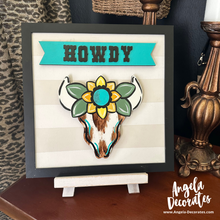 Load image into Gallery viewer, MINI Cow Skull with Sunflower Attachment (For Tabletop Frames and Porch Leaners)
