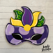 Load image into Gallery viewer, Large Feathered Mardi Gras Mask Attachment (For Door Hangers)