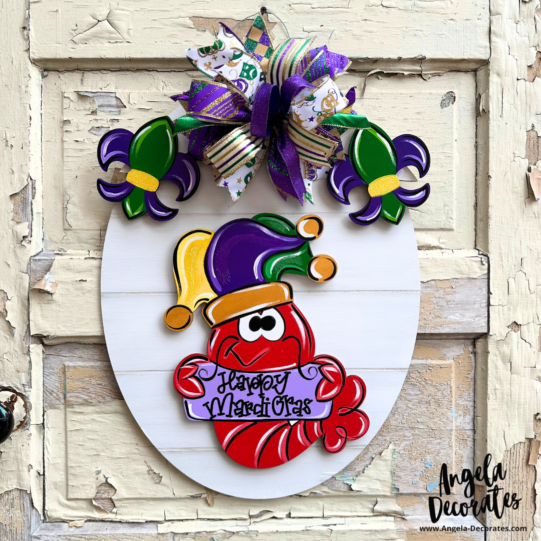 Large Happy Mardi Gras Crawfish Attachment (For Door Hangers)