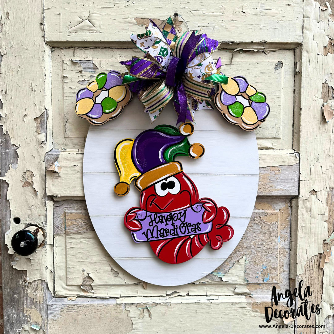 Large Happy Mardi Gras Crawfish Attachment (For Door Hangers)