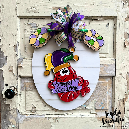 Large Happy Mardi Gras Crawfish Attachment (For Door Hangers)