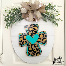 Load image into Gallery viewer, Large Leopard Turquoise Cross Attachment