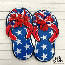 Load image into Gallery viewer, Large Patriotic Flip Flops with Bows Attachment