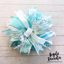 Load image into Gallery viewer, Light Blue Snowman Bow