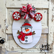 Load image into Gallery viewer, Red and Gray Snowman Bow