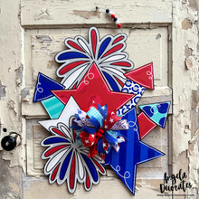 Load image into Gallery viewer, PRINTED Stars and Fireworks Door Hanger