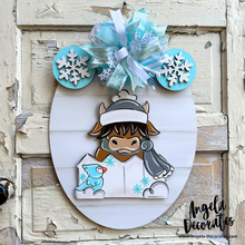 Load image into Gallery viewer, Light Blue Snowman Bow