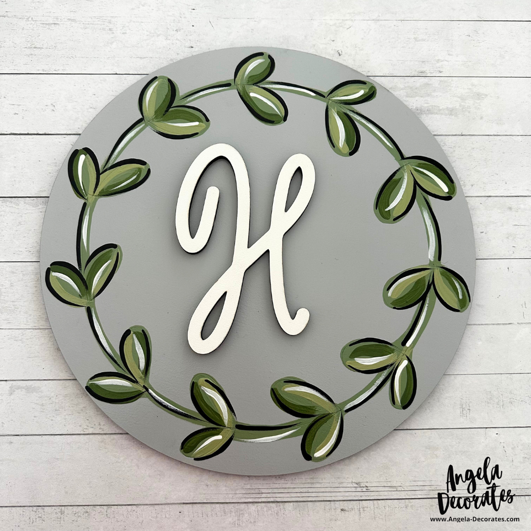 Wreath with Initial Gray - Personalized