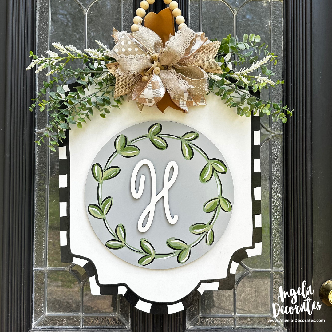 Wreath with Initial Gray - Personalized