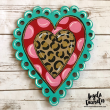 Load image into Gallery viewer, Turquoise and Leopard Heart Attachment