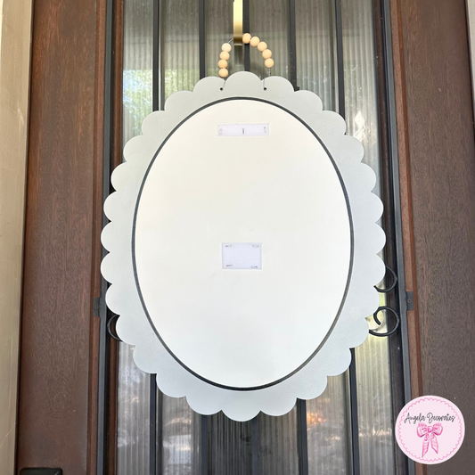 Scalloped Oval Door Hanger Base - Gray Border