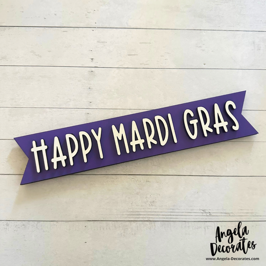 MINI Happy Mardi Gras Banner (Multiple Colors)