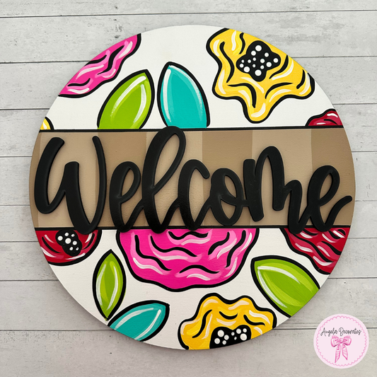 Bright Floral Welcome Round Attachment