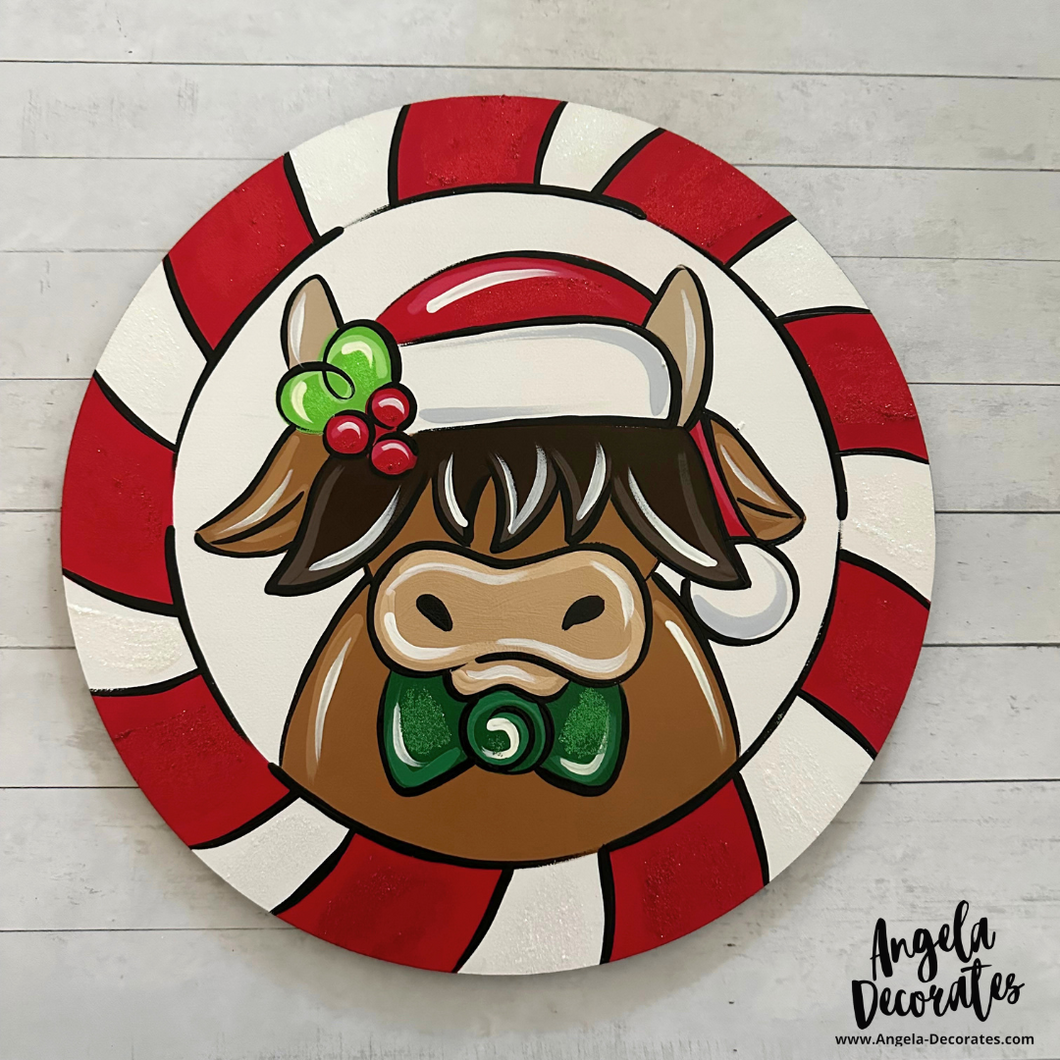 Christmas Cow Round LARGE Attachment