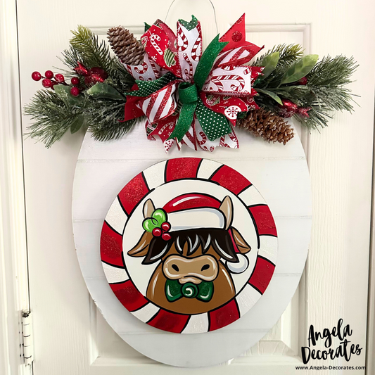 Christmas Cow Round LARGE Attachment