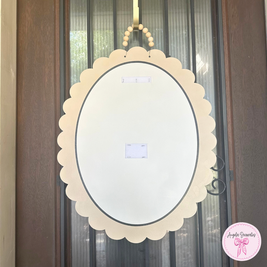 Scalloped Oval Door Hanger Base - Tan Border