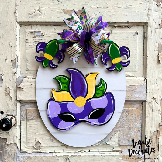 Large Feathered Mardi Gras Mask Attachment (For Door Hangers)