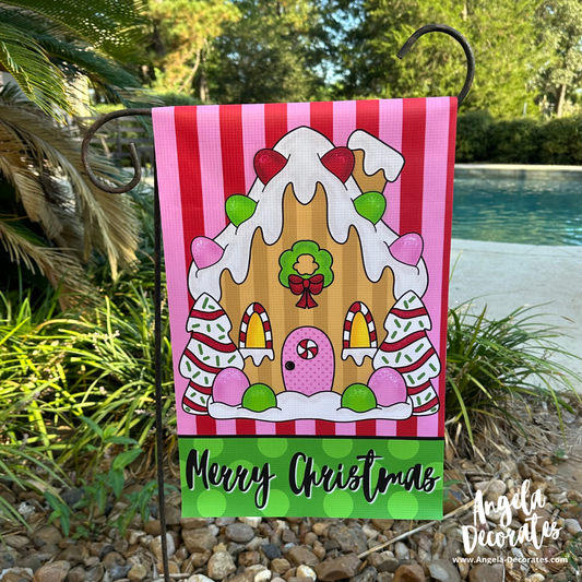 Gingerbread House Garden Flag