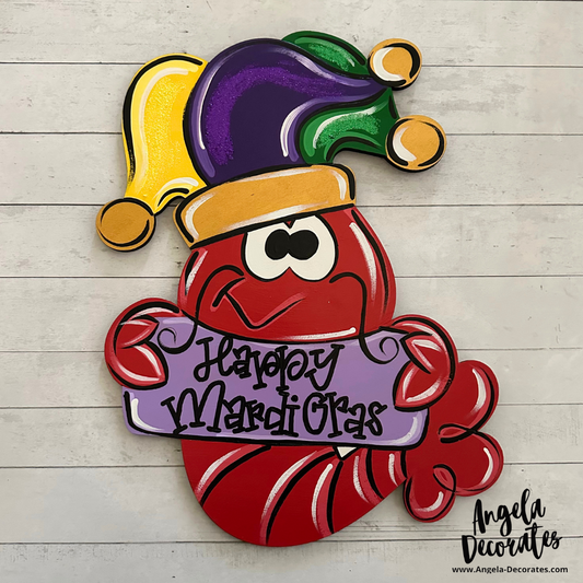 Large Happy Mardi Gras Crawfish Attachment (For Door Hangers)