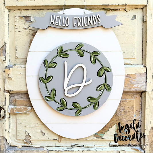 Wreath with Initial Gray - Personalized