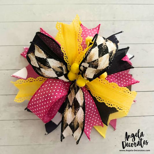 Hot Pink and Yellow Topper Trio Bow