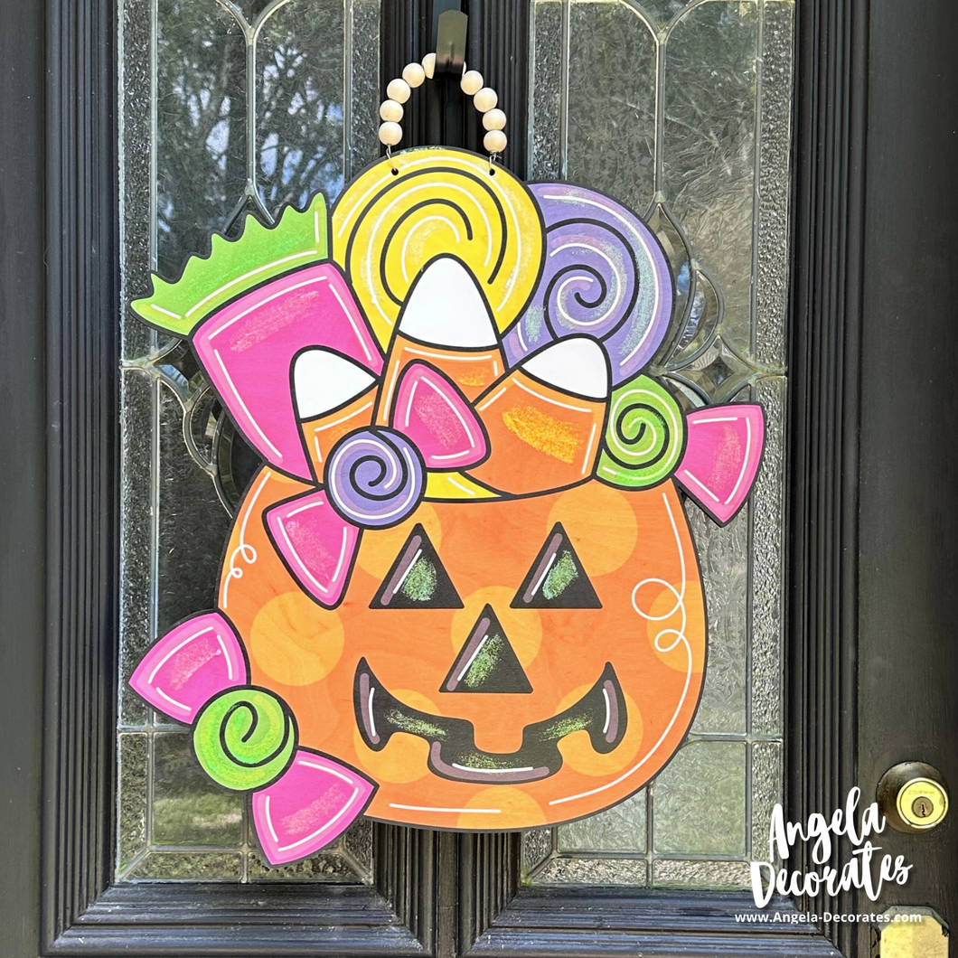 Jack-O-Lantern Full of Candy Door Hanger