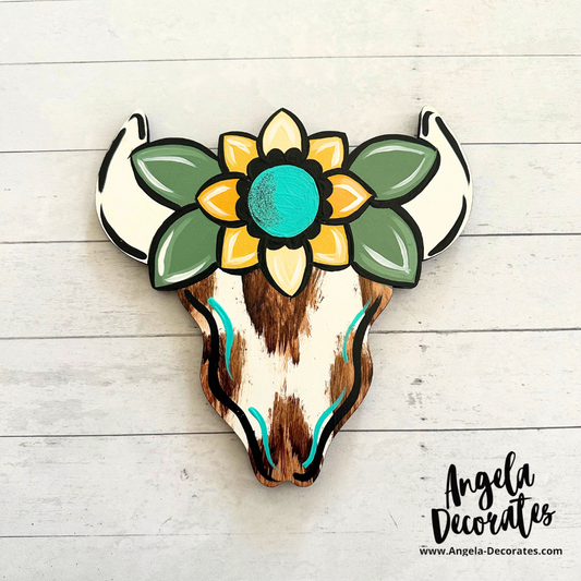 MINI Cow Skull with Sunflower Attachment