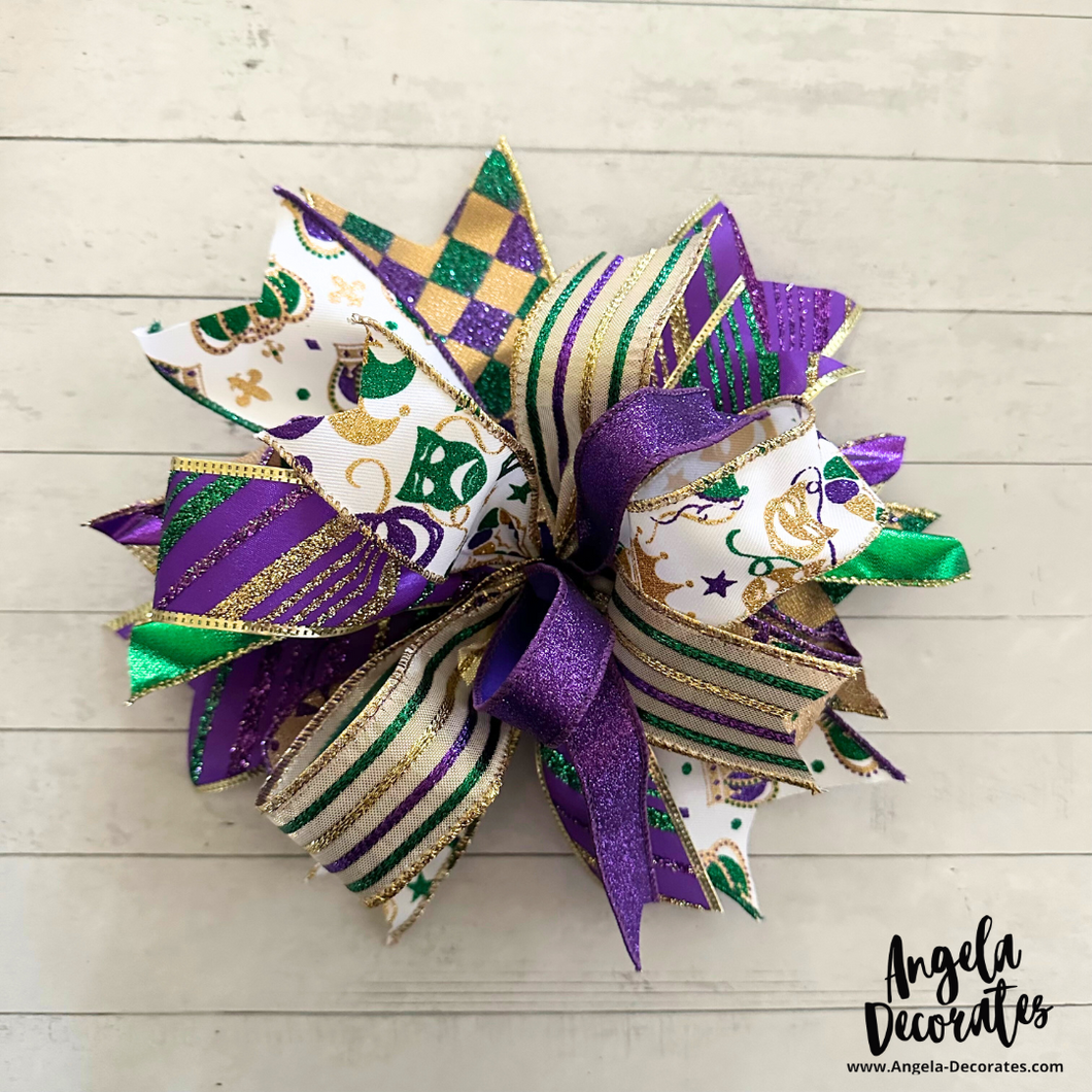 Mardi Gras Topper Trio Bow