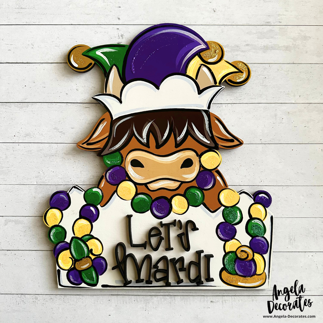 Mardi Gras Highland Cow Attachment
