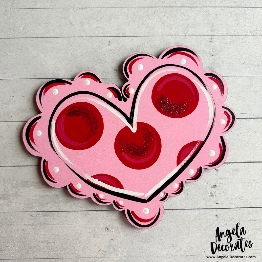 MINI Polka Dot Scalloped Heart Attachment (For Tabletop Frames and Porch Leaners)