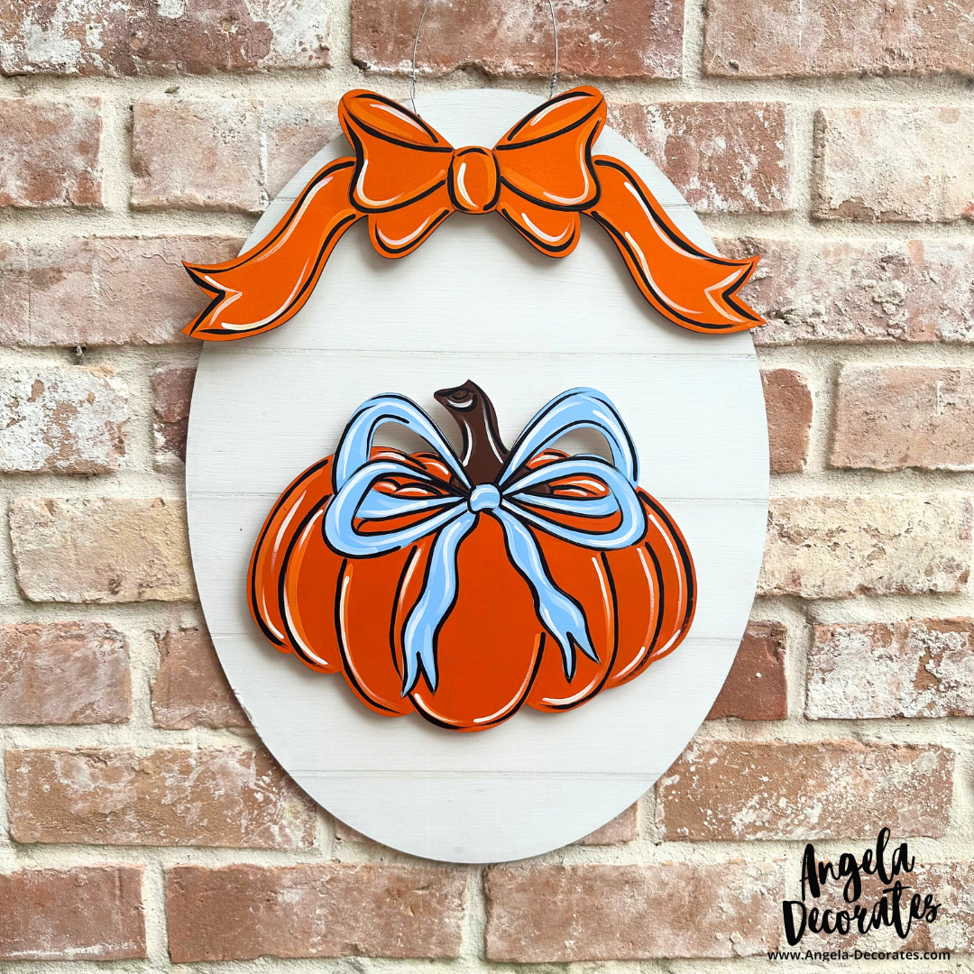 Pumpkin with Blue Bow Attachment