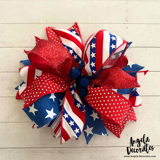 Patriotic Bunting Topper Trio Bow