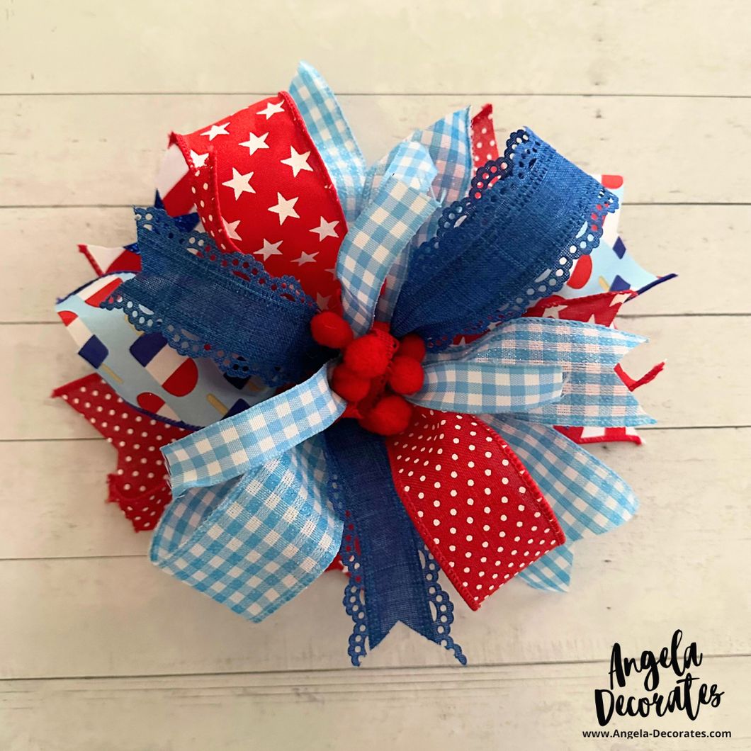 Patriotic Ice Cream Topper Trio Bow