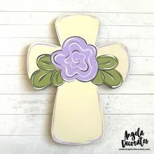 Load image into Gallery viewer, Cross with Purple Flower
