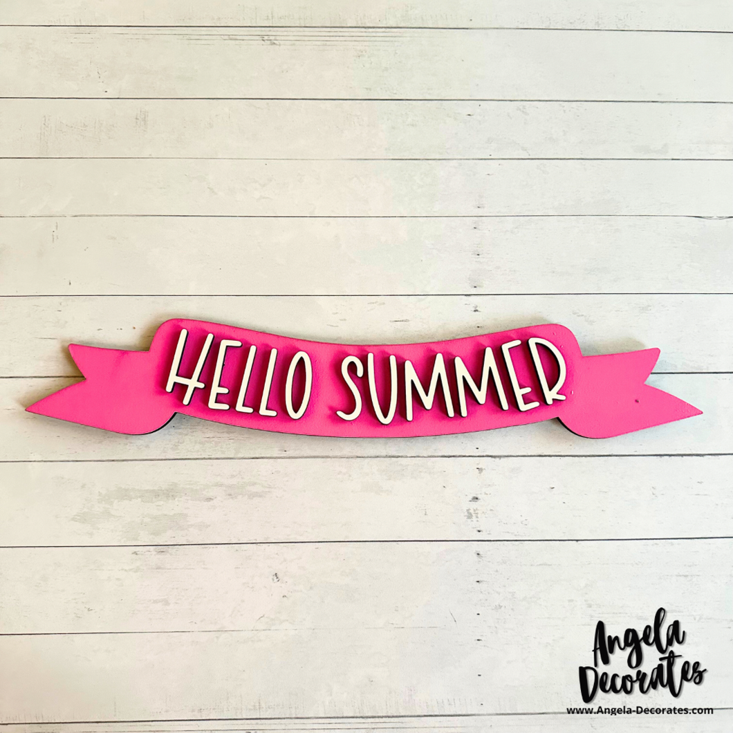Hello Summer Banner Pink