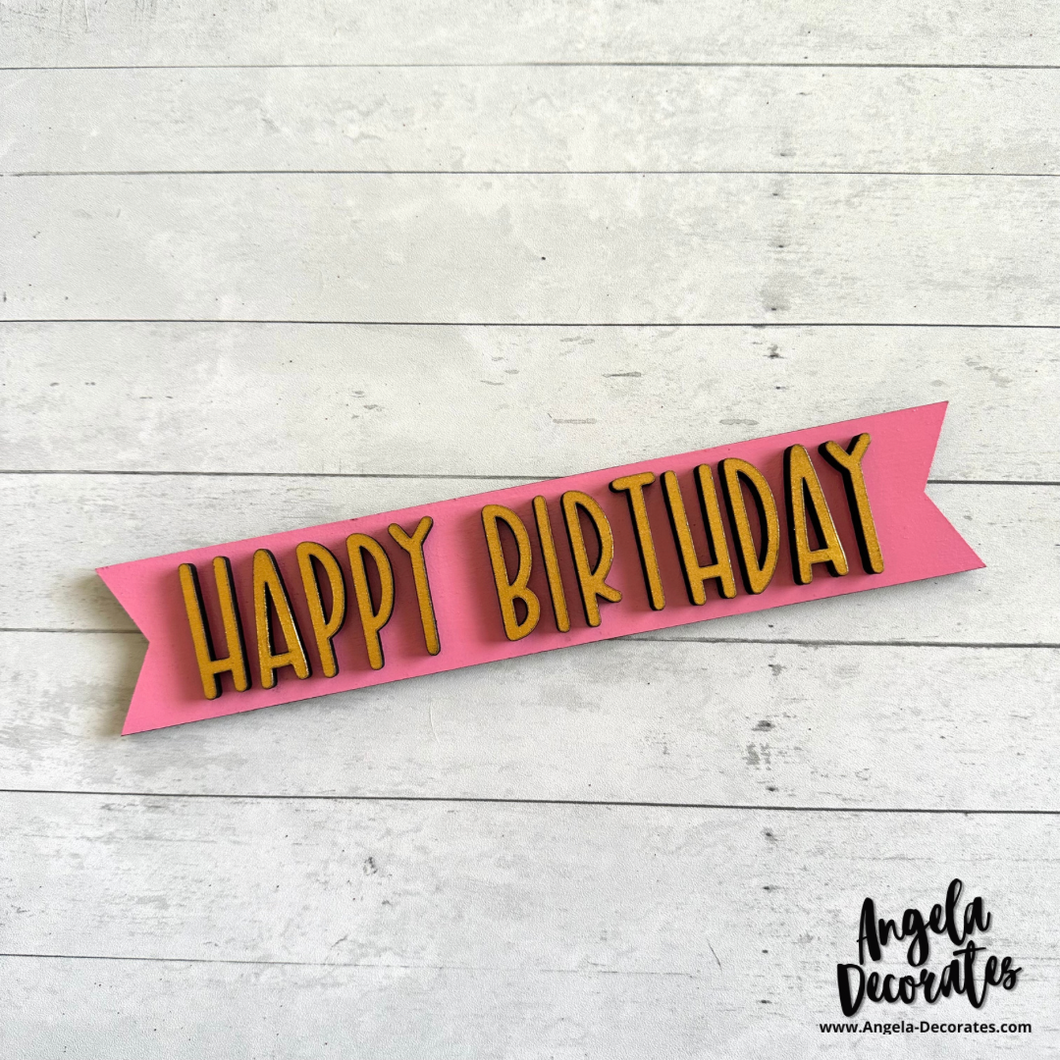 MINI Happy Birthday Banner-Pink and Gold