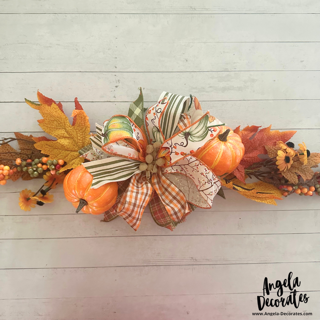 Pumpkins and Fall Leaves Swag