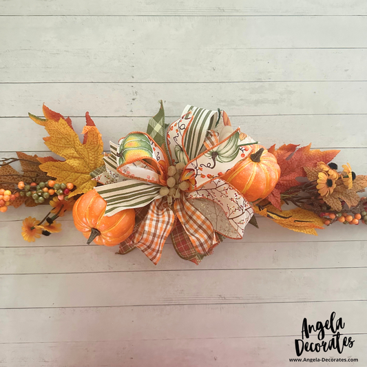 Pumpkins and Fall Leaves Swag