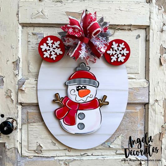 Red and Gray Snowman Bow