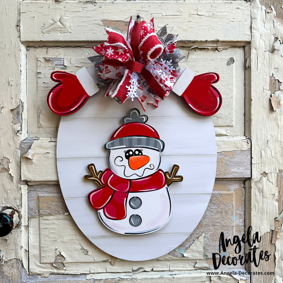 Red and Gray Snowman Bow