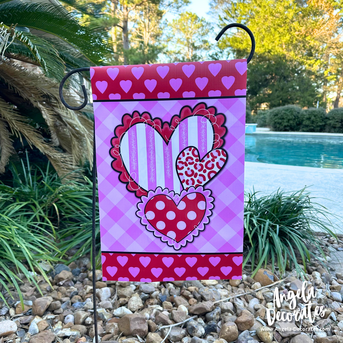 Triple Hearts Garden Flag