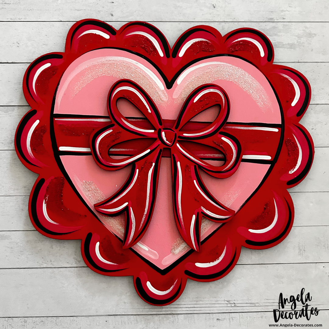 Large Valentine Heart with Bow Attachment