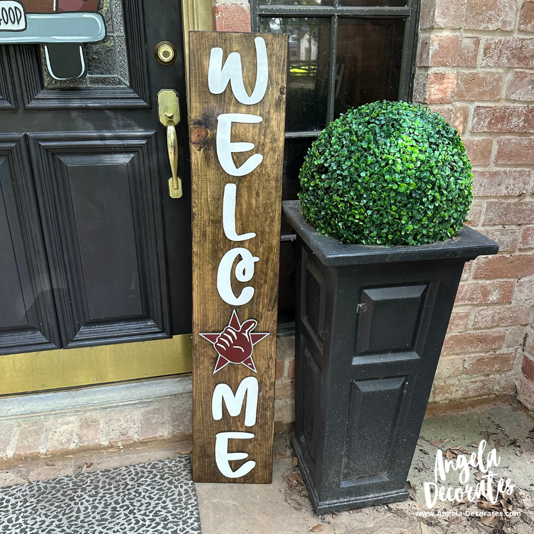 Welcome Porch Leaner--Script Font